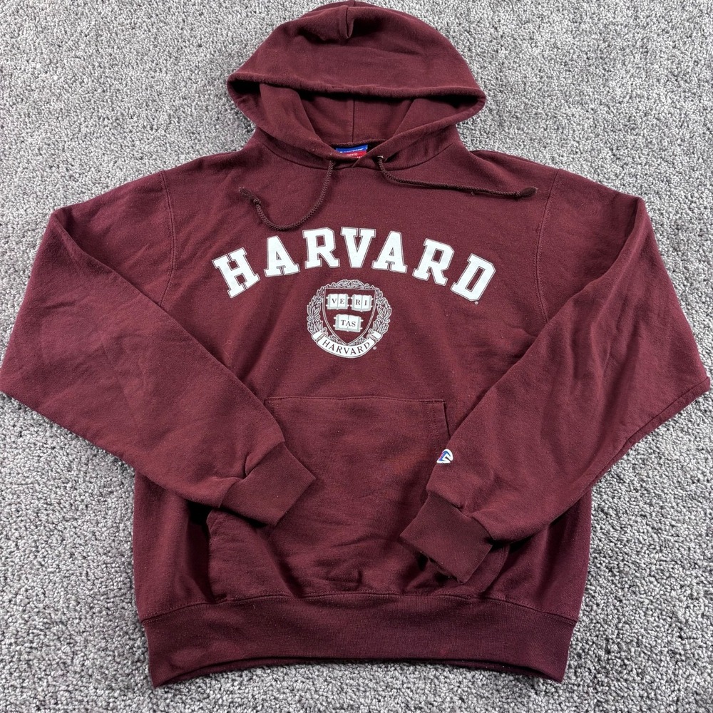 Harvard University Hoodie Mens S Maroon Champion Ivy League Crest